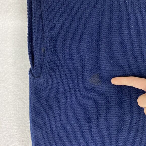 Vtg Campus Sweater Vest Mens Sz L Blue Cardigan Virgin Acrylic Reversible Sherpa - Picture 9 of 16